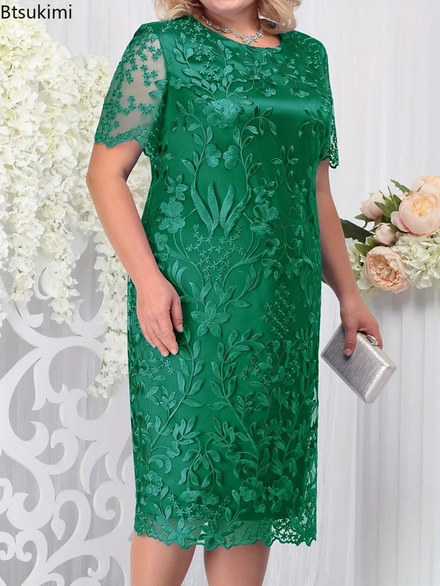 Wedding Spliced Embroidered Lace Slim Cocktail Dress