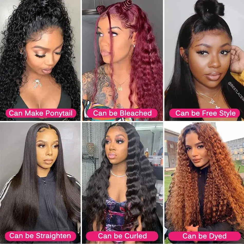 Water Wave Lace Front Wigs Human Hair 13x4 HD Trasparent Glueless Lace Frontal Wigs for Women Human Hair Pre Plucked Hair Wigs