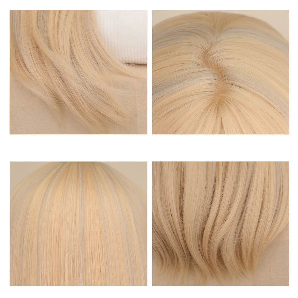 Light Blonde Long Straight Synthetic Wigs for Black Women with Bangs Hair Cosplay Heat Resistant Wigs Party Daily