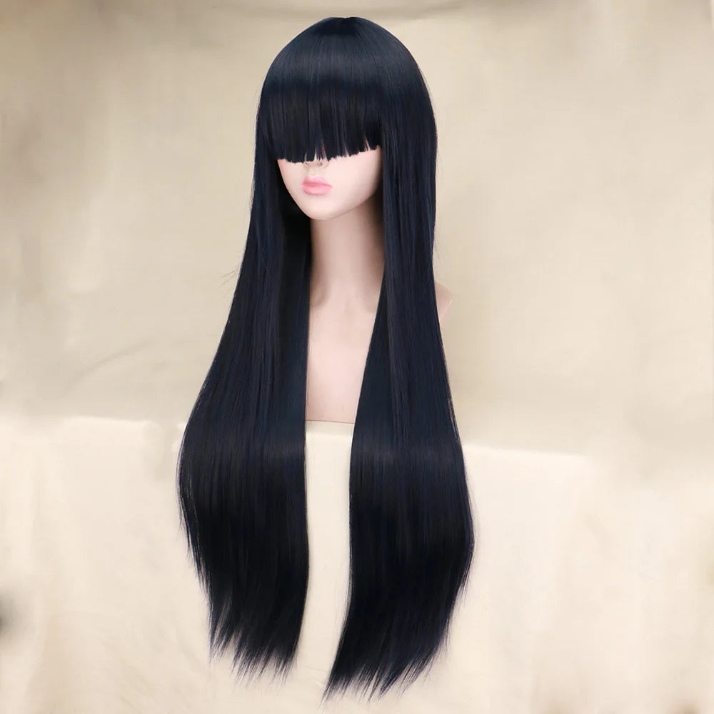 Anime Hyuga Hinata Straight Hair Neat Bang Cosplay Hinata Hyuga wig Wig Heat Resistant Synthetic Hair Wigs