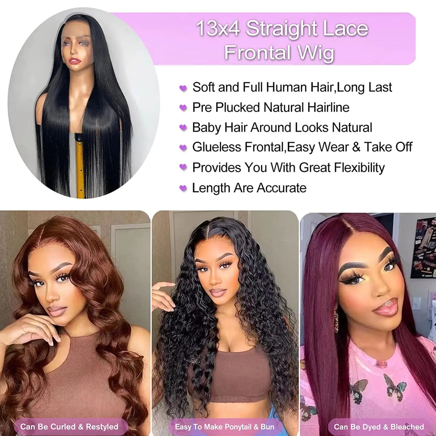 Straight Lace Front Wig 13x4 13x6 30 32 34 Inch HD Lace Frontal Wig Glueless 5x5 Closure Wig 360 Human Hair Lace Frontal Wigs