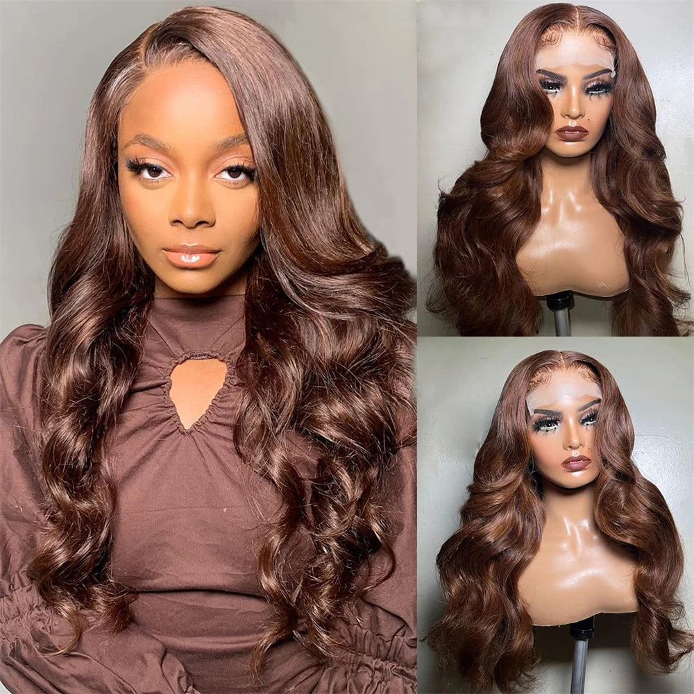 Brown Lace Front Wig Body Wave Synthetic