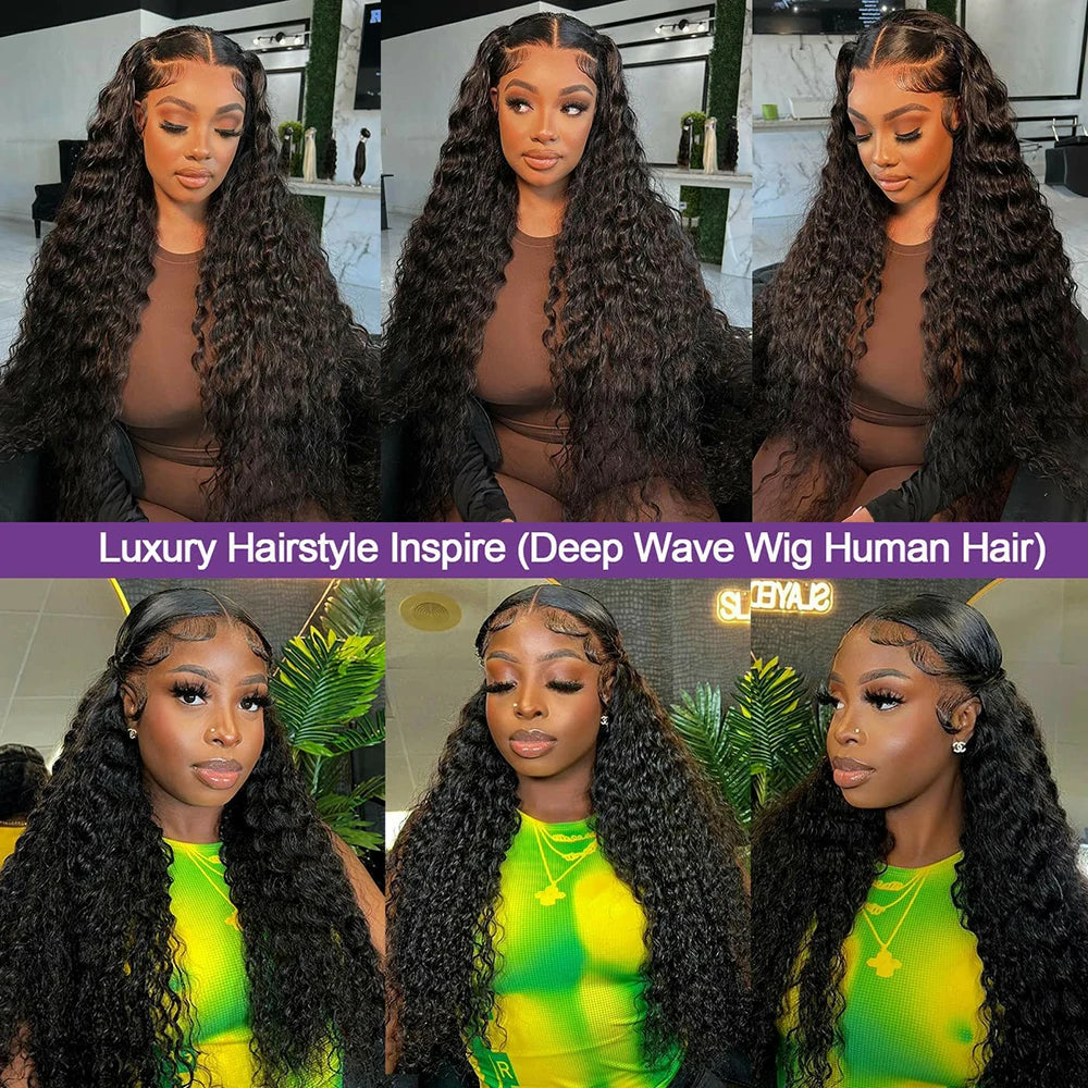 Curly 4x4 Lace Front Wigs HD Lace Front Wig 13x6 13x4 Lace Human Hair Wigs For Women 180% Deep Wave Transparent Lace Closure Wig