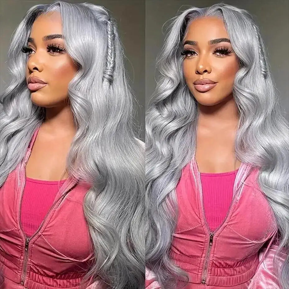 13x6 Silver Grey Colored Lace Front Wigs For Women 613 Honey Blonde Body Wave Remy HD Transparent Lace Human Hair Wig Preplucked