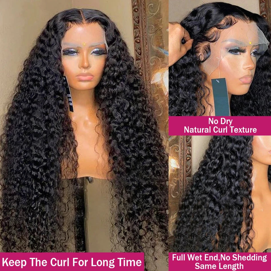 HD Deep Wave 13x4 Lace Frontal Human Hair Wig On Sale 28 30 32 Inch Brazilian Remy 200% Density Curly 4x4 Closure Wigs for Women