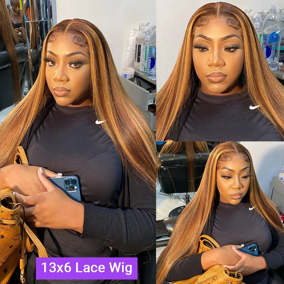 Highlight Wig 13x6 Hd Lace Frontal Wig Natural Hairline PrePlucked 30 Inch 13x4 Honey Blonde Straight Lace Front Wigs Human Hair