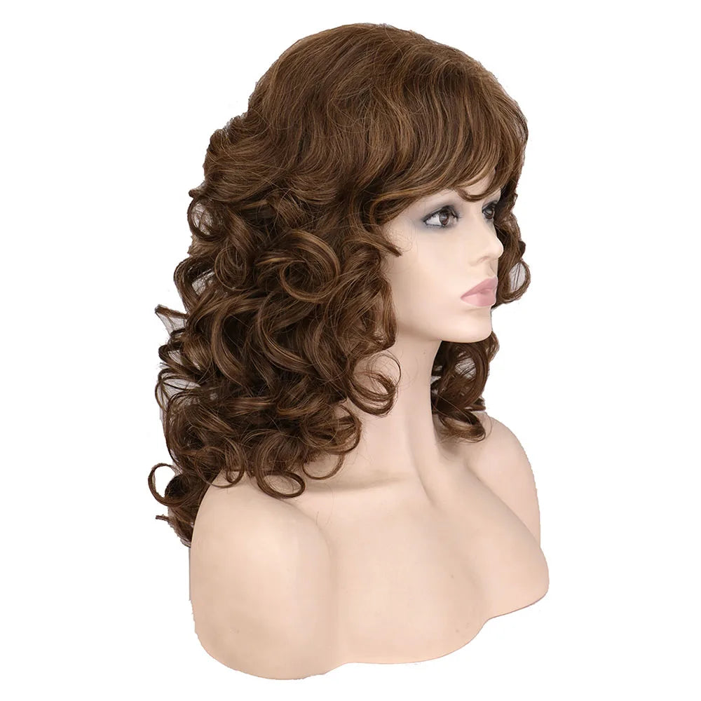 Classic Curly Wig Hair Synthetic Natural For Women Cosplay Mixing Colour Brown Wigs Daily Use Heat Resistant Daily Wigs