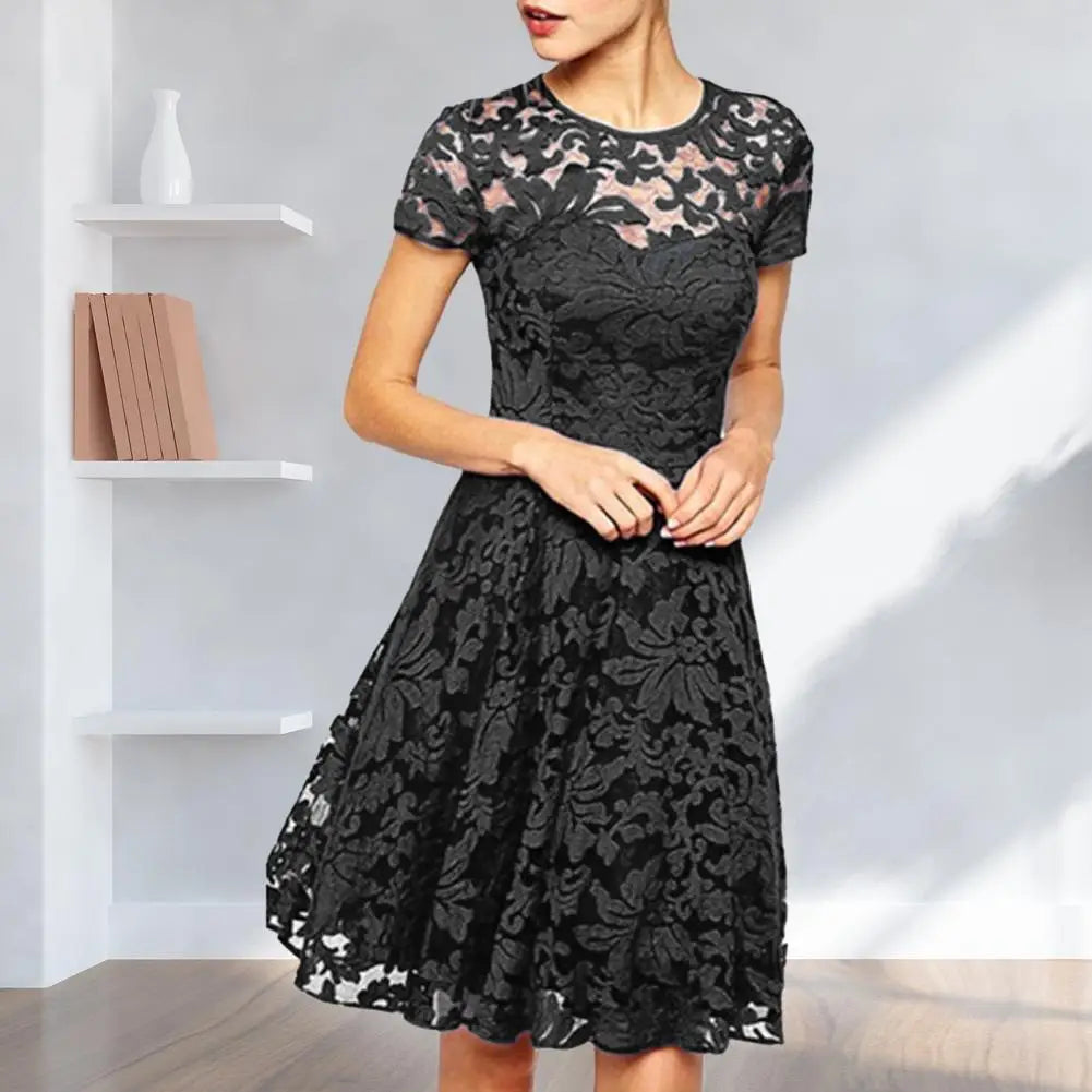 Elegant Plus Size Summer Mini Dress Round Neck Women Summer Dress A-line Plus Size Prom Dress Women Clothes