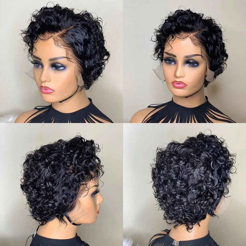 Lace Front Wigs Human Hair Water Wave Short Curly